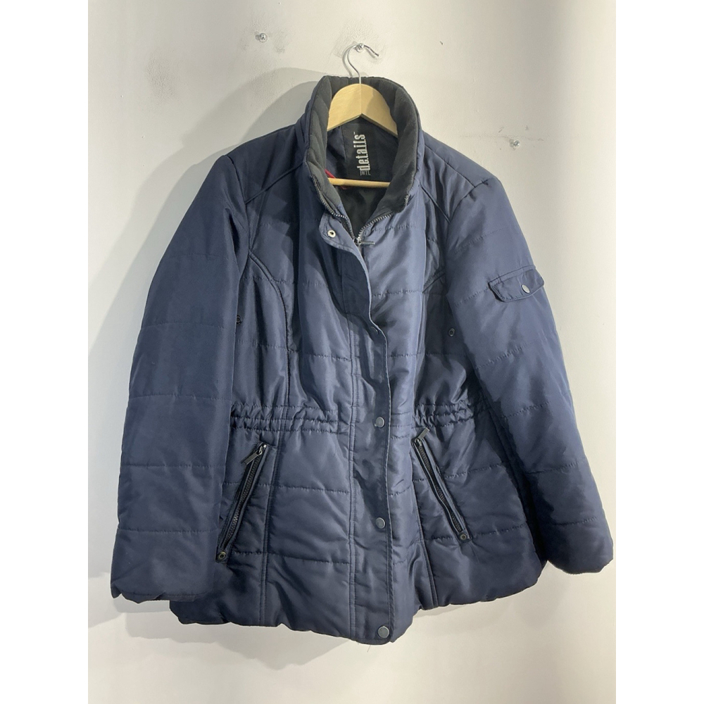 Womans Intl Detail Winter Coat Xl Navy Full Zip Snap Front